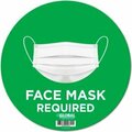 The Magnet Group GEC&#8482; 12" Round Face Mask Required Wall Sign, Green, Adhesive CP005813
